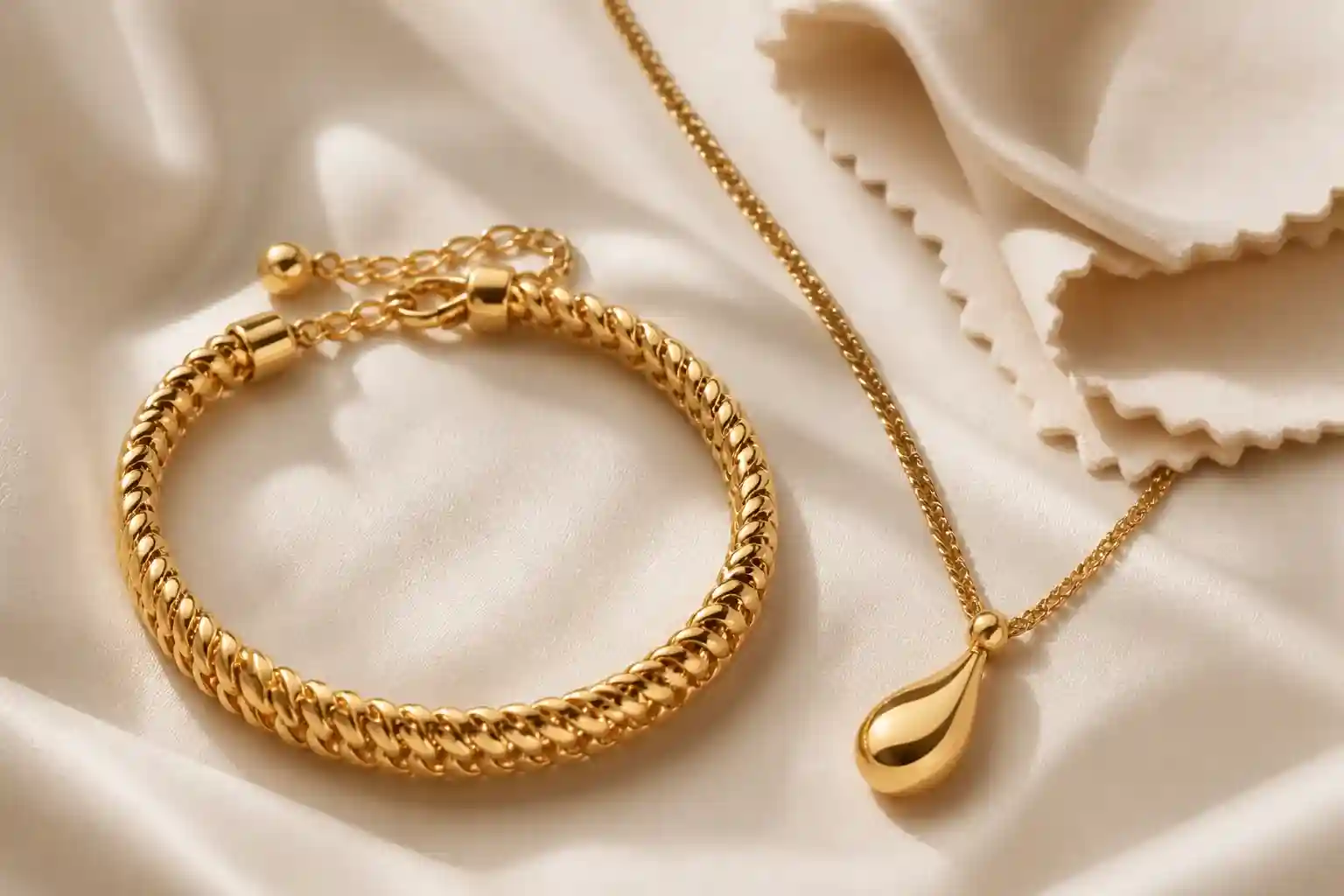 Bijoux dorés brillants entretenus au quotidien
